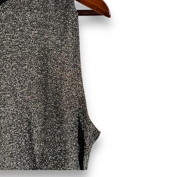 Rebecca Minkoff Shimmer Sleeveless Top Black Ruched Sparkle Evening L - Picture 6 of 10